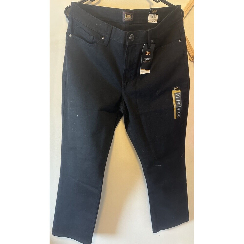Lee Women's Black Legendary Regular Fit Straight Leg Jeans 12 Short